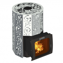 Дровяная банная печь GrillD Violet Steel Short Window Max, камень 100 кг