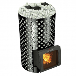 Дровяная банная печь GrillD Violet World Romb Short Window Max Pro, камень 100 кг