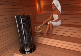 Печь для сауны Sawo Tower TH12-150NS-P круглая, 15 кВт, выносной пульт, нержавейка