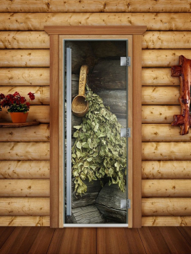 Дверь для сауны DoorWood Престиж А003 с фотопечатью, 70х190, коробка ольха