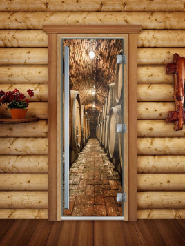 Дверь для сауны DoorWood Престиж А034 с фотопечатью, 70х190, коробка ольха