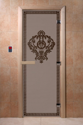 Стеклянная дверь DoorWood Версаче черный жемчуг матовая, коробка ольха